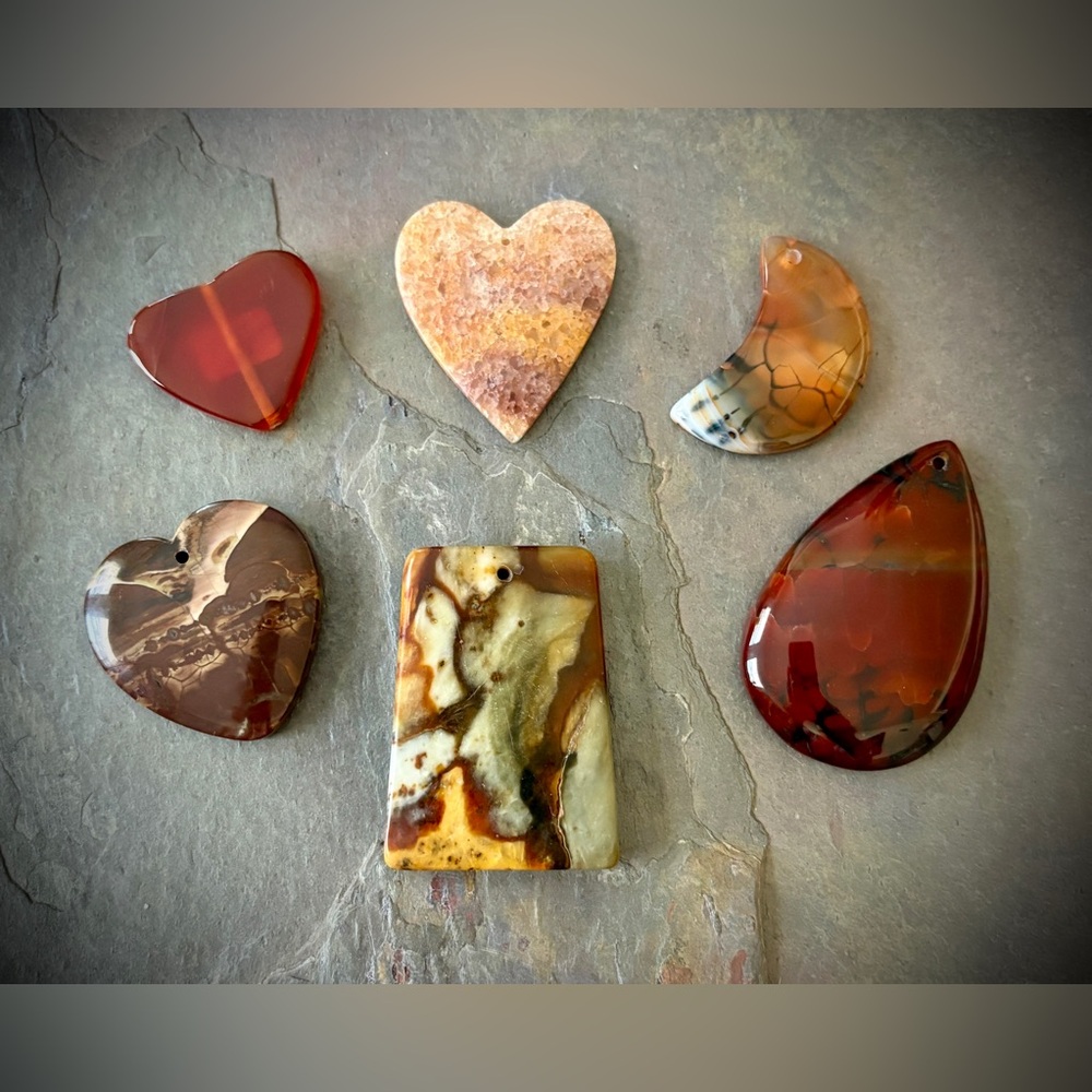 Assorted Carnelian and Agate Gemstone Pendants